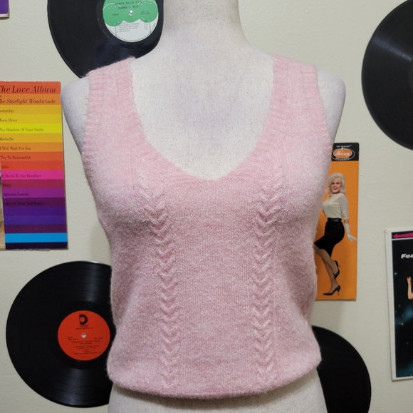 Vero Moda | Light Pink Cable Knit Tank Top Sweater Vest - Picture 2 of 6